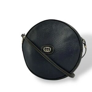 Gucci Round Leather Crossbody Bag in Black